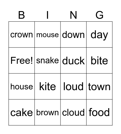 U8L4-Phonics-ow-ou Bingo Card