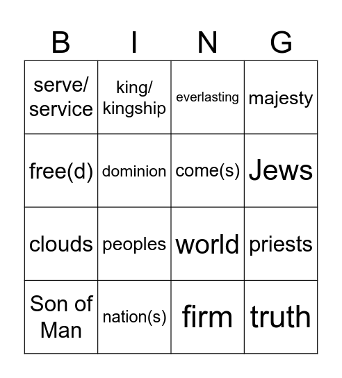 Christ the King year B Bingo Card