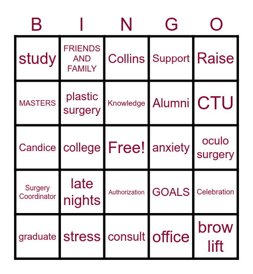 Candice Mastered It Bingo Card