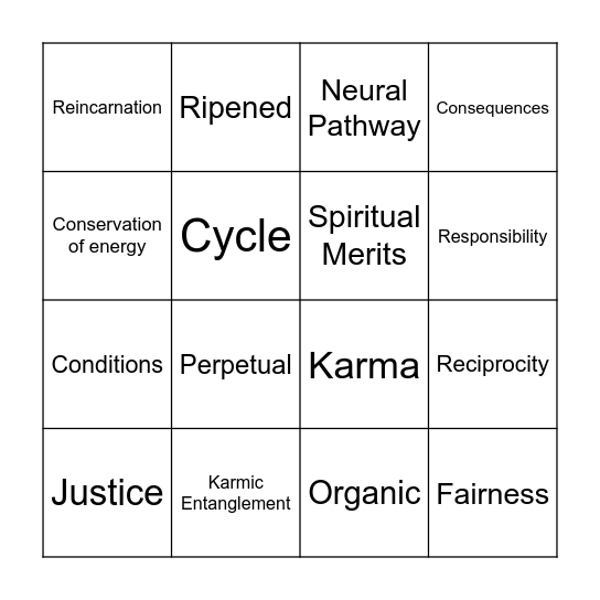 Karma & Reincarnation Bingo Card