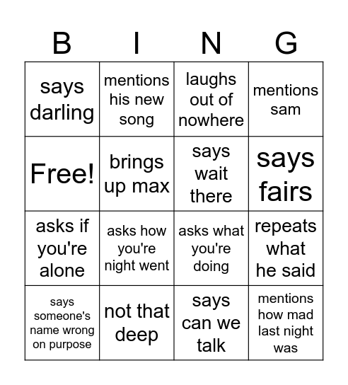 Max Bingo Card