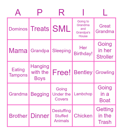 April's 12th Birthday! Bingo Card