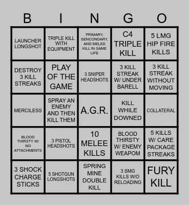 BLACK OPS BINGO Card