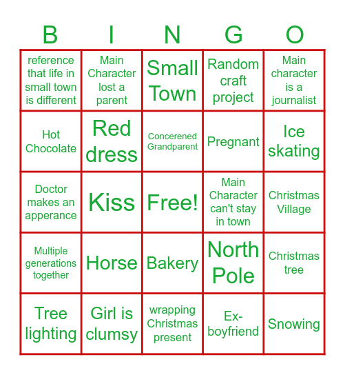 Hallmark Christmas Bingo Card