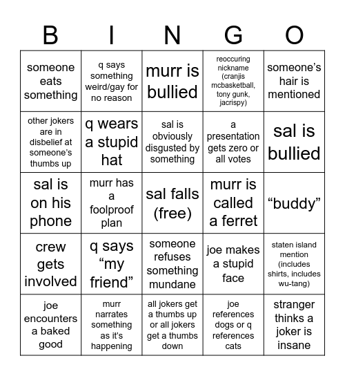 IJ bingo Card