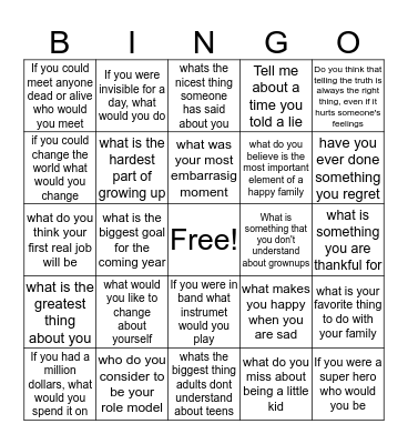 Getting to Know You  Bingo Card