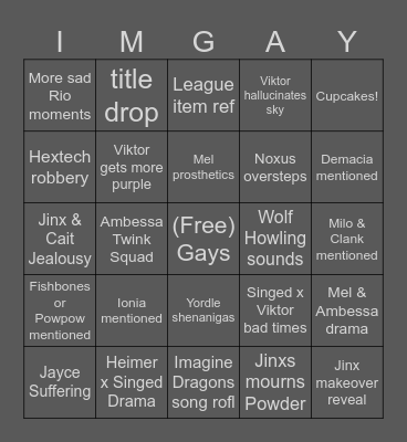 Arcane S 2 Act 1 Bingo Card