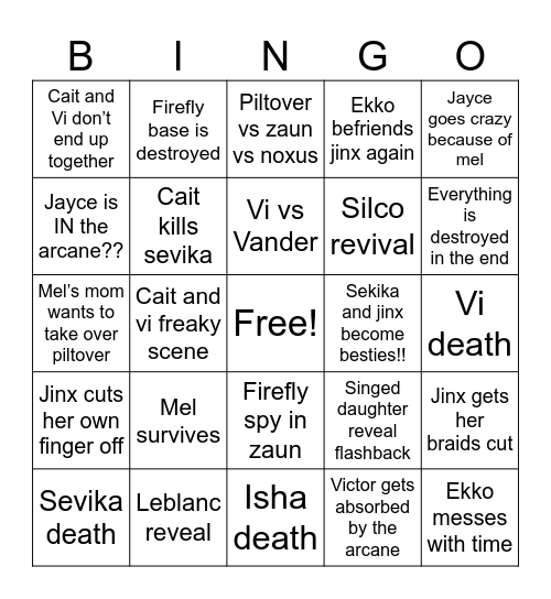 ARCANE SEASON 2 BINGO Card