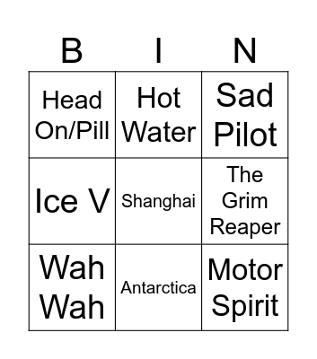 Vegas Bingo Card