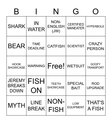 River Monsters Bingo Card