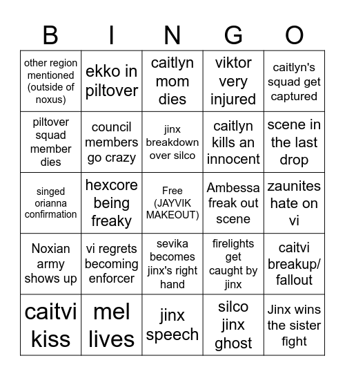 Avery Arcane S2A1 Bingo Card