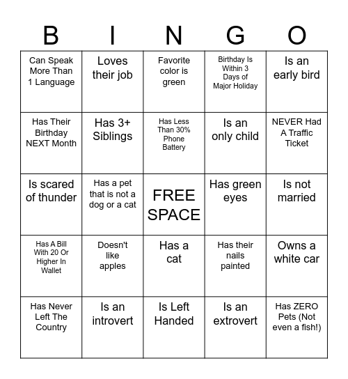 Birthday Blackout! Bingo Card
