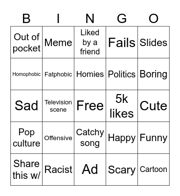 Reels Bingo Card