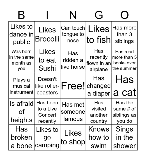 Find Someone Who.... Bingo Card