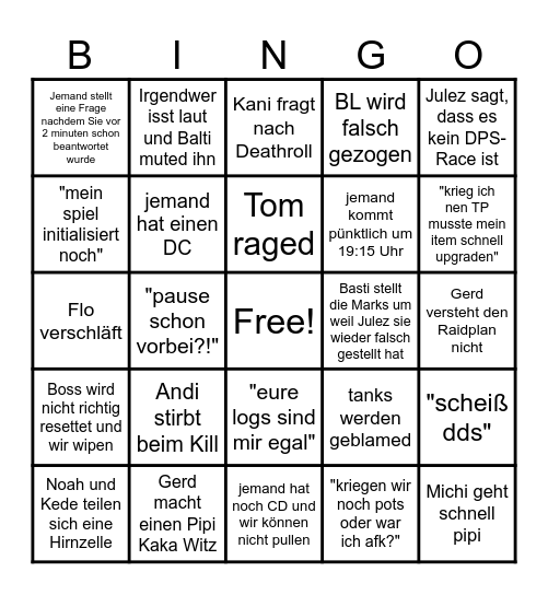 MYWTS Bingo Card