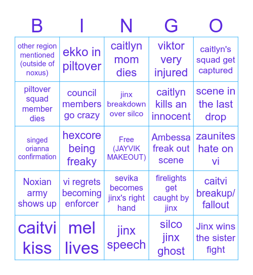 Avery Arcane S2A1 Bingo Card