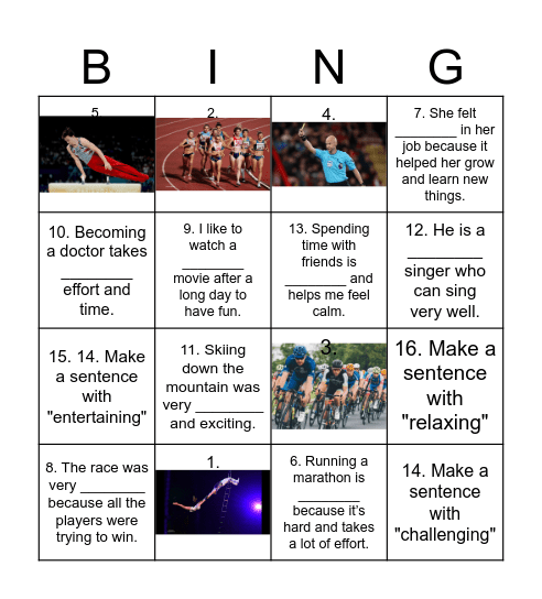 PLAYING TO WIN Bingo Card