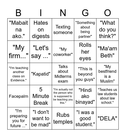 CSP Bingo Card