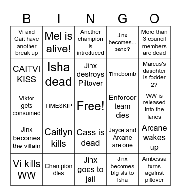 SEASON 2 ARCANE Bingo Card