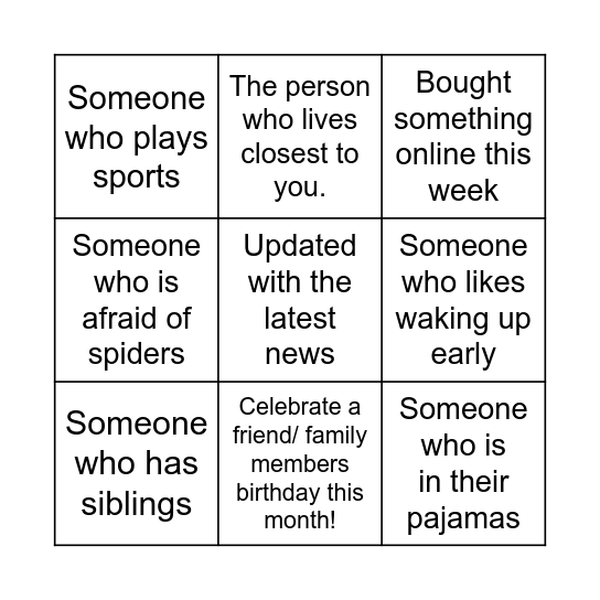 HUMAN BINGO Card