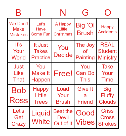 REAL Bob Ross Christmas Bingo Card