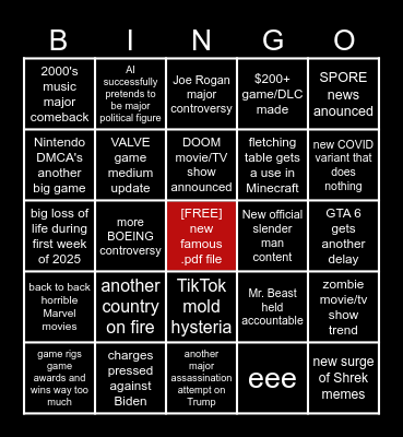 2025 BINGO Card