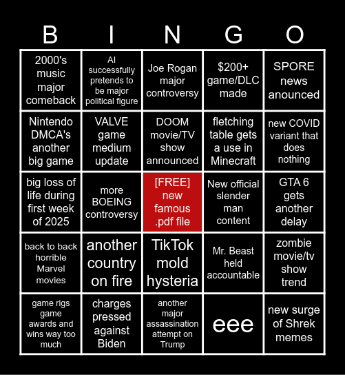 2025 BINGO Card