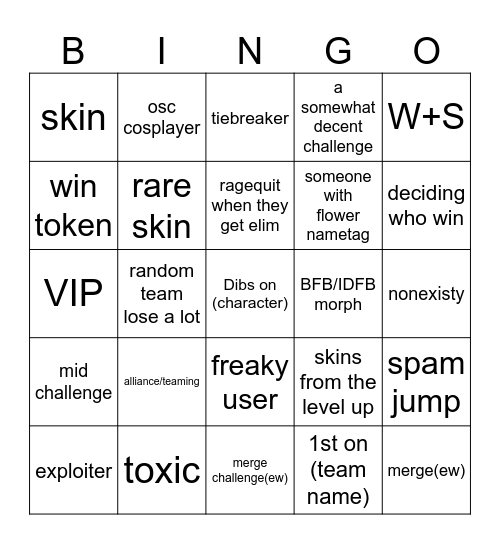 BFDIA Bingo Card