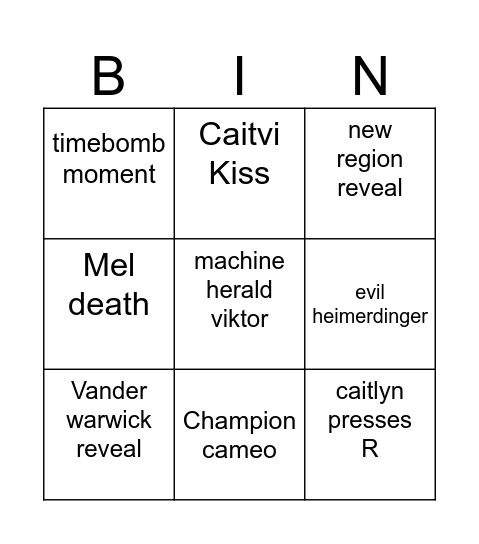 Arcane Season 2 Bingo Card