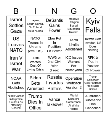 2nd Trump Term Bingo Card