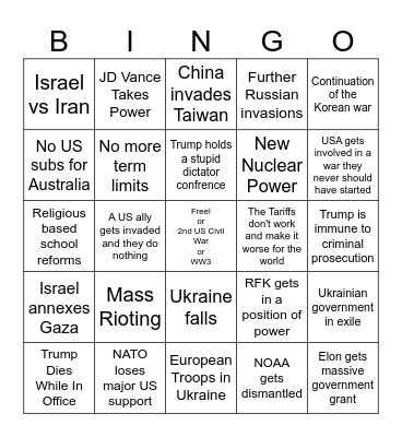 2025-2028 Bingo Card
