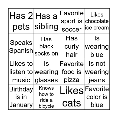 Find Someone in the Class Who... Bingo Card