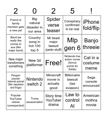 2025 bingo Card