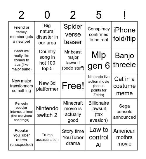 2025 bingo Card