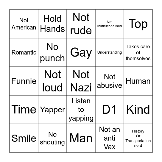 Art thou thee's style of lover Bingo Card