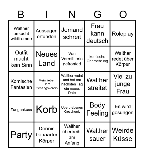 Traumfrau gesucht mit mehr Bingo Card