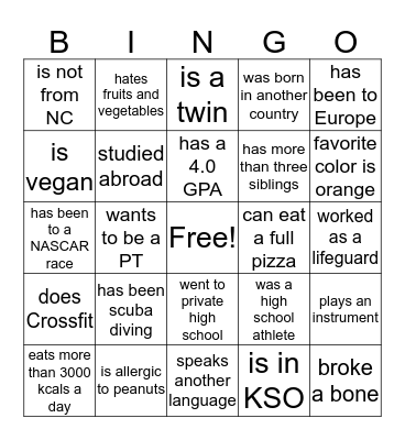 Find someone who... Bingo Card