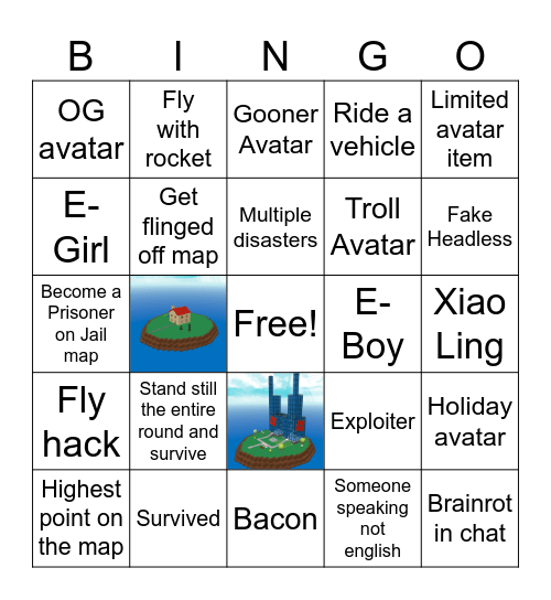 Natural Disaster Survival BINGO Card