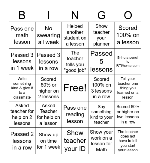 IREADY BINGO Card