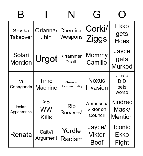 Arcane S2 Bingo Card