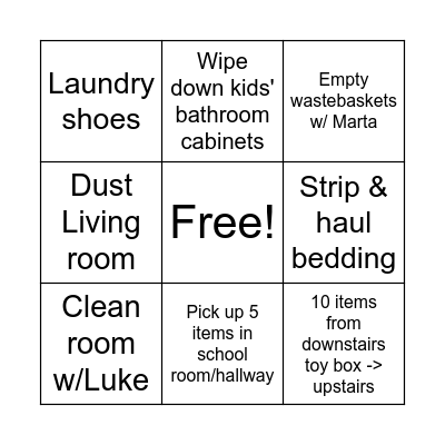 Adam Bingo Card