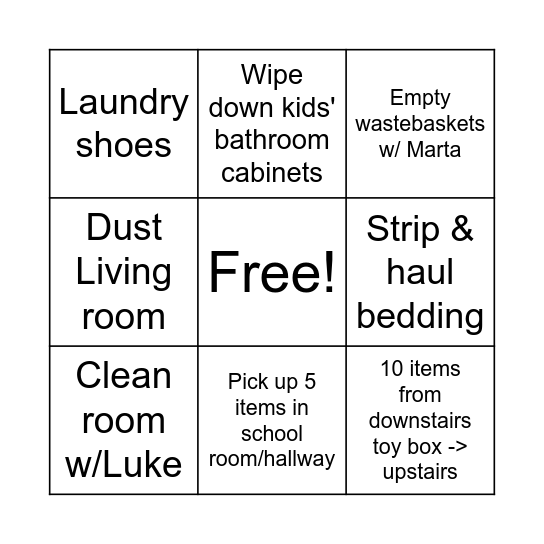 Adam Bingo Card