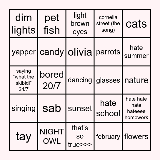 minnie’s skibidi bingo Card