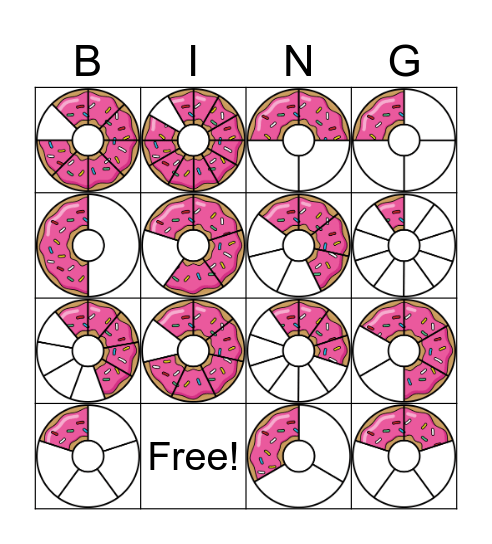 Doughnut Fracctions Bingo Card