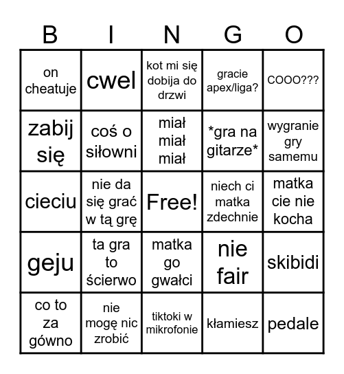 antek Bingo Card