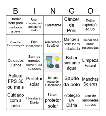Cuidado com a Pele Bingo Card