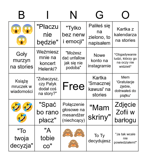 Bingo z Tadeuszem Bingo Card