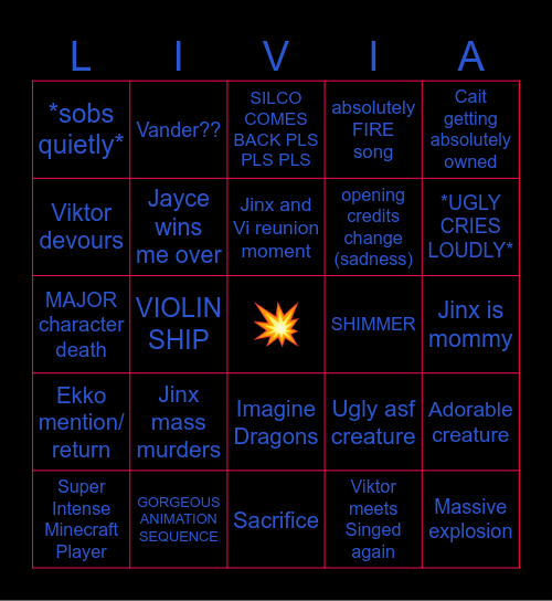 ARCANE S2 Bingo Card