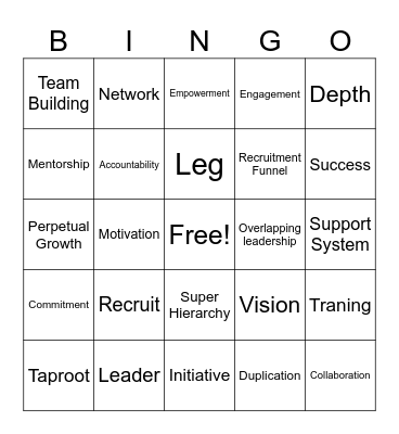 TapRooting Bingo Card