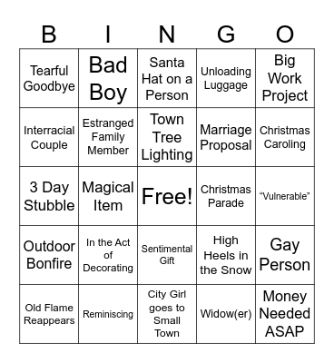 Hallmark Christmas Bingo - Hard Bingo Card